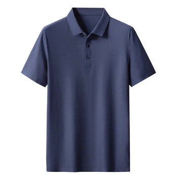 Korejiešu Stilā Ledus Zīda Traceless T-krekls Vīriešu Gaismas Biznesa vienkrāsainu Pusi Piedurknēm Top Zīda Elpojošs Traceless POLO Krekls