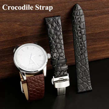 Krokodila ādas siksniņa īstas Ādas Watchband Par Longines Tissot Vacheron Constantin MK Universāla stila Mīksta Siksna