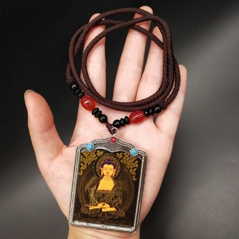 LABAS Iedarbīgu Amuletu Greco-Budistu kabatas ceļojumu Talismans Amitabha Amitayus budas Auspicious Tibetas Budu kartes Kulons