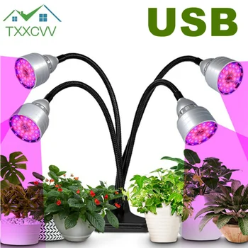 LED Pilna Spektra Phytolamps USB Augt Gaismas ar Taimeri Kontroles Darbvirsmas Klipu Fito Lampas, Augi, Stādi, Puķes Aug lampas