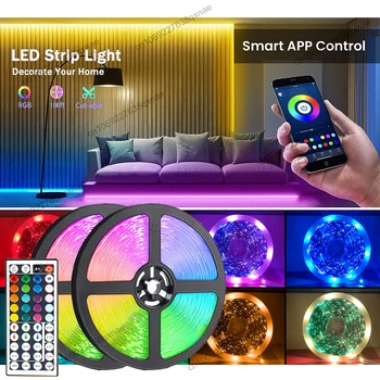 LED1-5m 10 m 15 m 20 m 30 m LED Sloksnes Gaismas SMD5050 RGB Led Gaismas, lai Telpu Dekorēšana Led Lentes TV Apgaismojums Bluetooth Neona Gaismas
