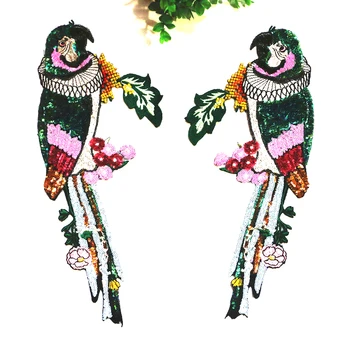 Lieli Vizuļi Papagailis Emblēmu Izšūšana Audums Plāksteris Uzlīmes Aksesuāri Piešūt Ielāpus Apģērbu Parche Lentejuelas