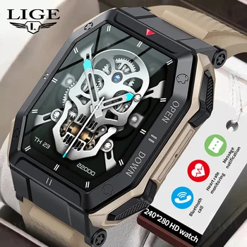 LIGE Smart Skatīties Uz Vīriešiem 1.85 Collu Pilnu skārienekrānu, Bluetooth Aicina IP68 Ūdensnecaurlaidīga Sporta Fitnesa Smartwatch Cilvēks Reloj Hombre