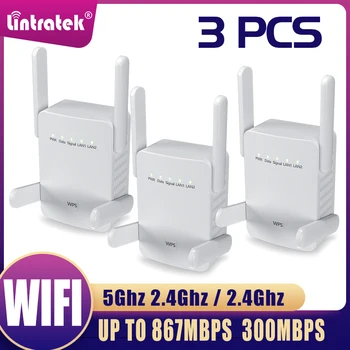 Lintratek 5Ghz 2.4 Ghz Dual Band Wifi Repeater 867Mbps 300Mbps Wifi Diapazonā 4 Antenas Extender Wifi Signāla Atkārtotājs Wi-Fi Maršrutētāju