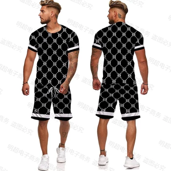 Luksusa 3D Drukāšanas Vīriešiem Tracksuit Vīriešu Lielgabarīta Apģērbu, T-krekls, Šorti apģērbu Komplekti Streetswear Vīriešu T Set Vasarā Pludmale