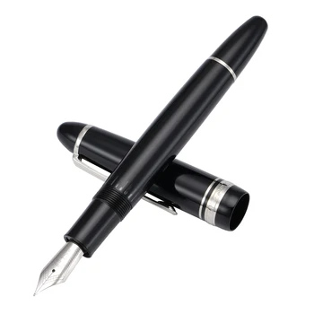 MAJOHN P136 Sveķu Virzuļa Melnu Tintes Pildspalvu EF/F/M/Plakani Nib Rakstīšanas Pildspalva 20 Tintes Windows Biznesa Birojs Skola