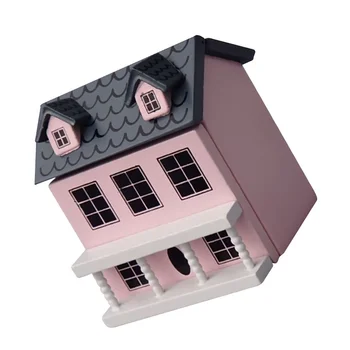 Maza Villa Mājas Modelis No Koka Mini Mēbeles Dekoratīvi Krāsotas Skatuves Izkārtojums Rota Rotājumu Glītu Bērniem