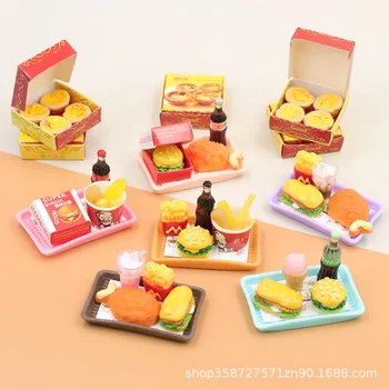 Miniatūras Konfektes Rotaļu Namiņš Virtuves Spēlēt Rotaļlietas Simulācijas Ģimenes Kausu Hamburgers un frī Kartupeļi Skatuves Modeļu Bērniem Dāvanas