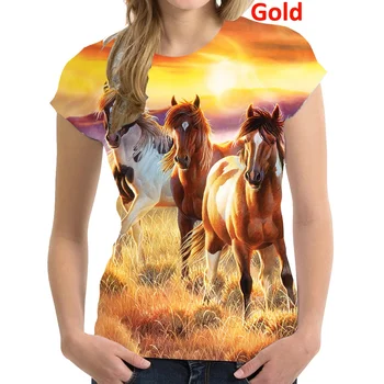 Modes 3D Druka T Kreklu Dzīvnieku zirgu Sieviešu Smieklīgi Īsām Piedurknēm Tees Sievietēm, Topi, Džemperi Tee