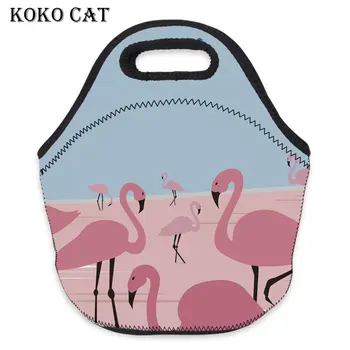 Modes Flamingo Iespiesti Neoprēna Izolētas Pusdienas Soma Sieviešu Unikāls Ūdens Izturīgs Portatīvo Pusdienas Kaste, lai Darbu Skolā Uzkodu Maisiņu