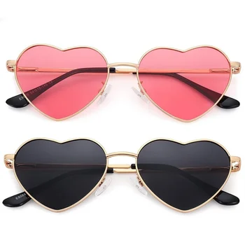 Modes Sievietes ir Metāla Sirds Formas Saulesbrilles Slīpumu, Āra Aizsargbrilles Sieviešu Brilles UV400 Toņos Metāla Sievietes, Meitenes, Saulesbrilles