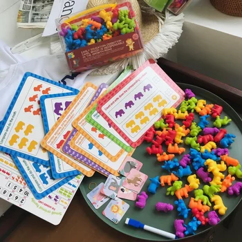 Montessori Maņu Rotaļlietu Komplekts Krāsains Dzīvnieku Modelis Bērniem Skaitīšanas Izziņas Krāsu Izziņas Agrīnās Izglītības Rotaļlietas Bērniem