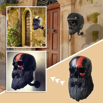Motociklu Skull Helmet Turētājs Pie Sienas Piestiprinātās Āķi Plaukts Pakaramais Statīvs Noņemams Sveķu Amatniecība Par Velosipēdu Beisbola Bumbiņām Un Regbija Ķiveres
