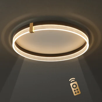 Mūsdienu Minimālisma Guļamistaba Apgaismojums Griestu Lampas LED Silti Balta Dimming Akrila Alumīnija Melnas Krāsas Dzīvojamā Istaba, Spēļu Laukums