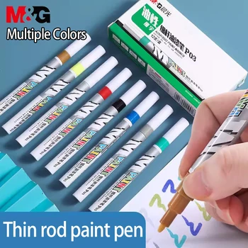 M＆G Plānas stieples 1mm krāsas pildspalvu Metāla krāsas pildspalvu neizbalo Eļļas bāzes marķiera Galvanizācijas pildspalvu neizbalo Grafiti riepu atzīmes