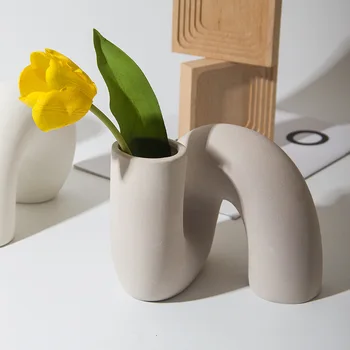 Nordic Style Keramikas Vāze Mūsdienu Mākslas Ziedu Kompozīcijas, Pot Rotājumi Dzīvojamā Istaba Dekori Darbvirsmas Biroja Mājas Interjera Dekorēšanai