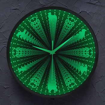 Nīderlandes Suņu Šķirnes Kooikerhondje Infinity Spogulis Sienas Pulkstenis Kooiker Kucēns Nekad nebeidzas Pārdomas LED Tuneļa Lampas Vortex Pulkstenis