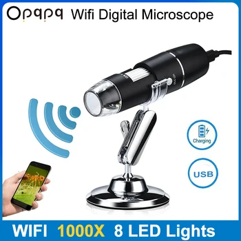 Opqpq Wifi Digitālo Mikroskopu 1000X Lupa USB Pārbaudes Kameras Bērnu Zinātnes Mikroskopu 8 LED Android, IOS