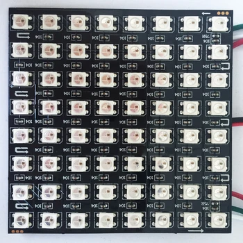 P10mm 8*8pixels WS2812B led digital(ws2811 IC kontrolē) flex panelis gaismas,izmēri:9cm*9cm,DC5V ieejas