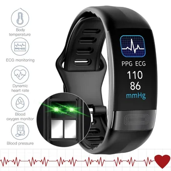 P11 Plus EKG+PPG Smart Aproce asinsspiediens, Sirds ritma Monitors Joslā, Fitnesa Tracker Pedometrs Ūdensizturīgs Sporta Smartband Pārdošana