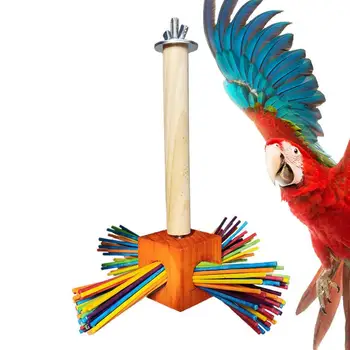 Papagailis Košļājamās Rotaļlietas Pet Rotējošo Skrubināt Būris Rotaļlietas Ar Krāsainiem Nūjas Drošu Bite Koka Barošanās Putnu Rotaļlietu Knābis Slīpēšanas Jautri