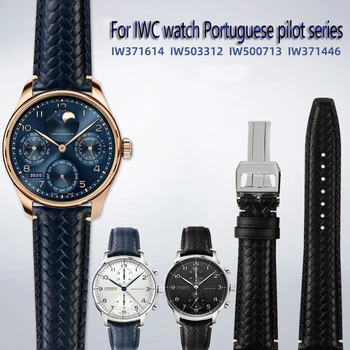 Par IWC Watchband portugāles Perpetual Kalendārs IW503312 IW371614 Laiks Sērija Augstas kvalitātes Āda Pulksteņu Siksniņas 20MM 21MM 22MM