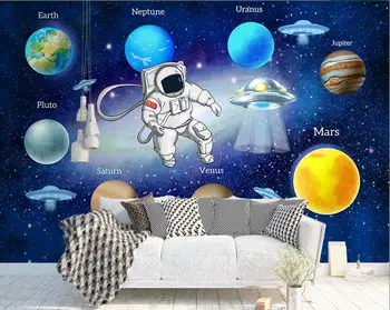 pasūtījuma sienu foto tapetes, 3d kosmosa nlo kosmosa astronautu bērnu istabas krāsošanas mājas dekori tapetes, sienu ruļļos