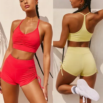Pavasarī un vasarā 2023 Jauno Eiropu un Ameriku tīrtoņa Krāsu Slim Dizains Sexy Saspringts Ērti Šorti Uzstādīt Sporta Kamzolis Sieviešu