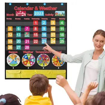 Pirmsskolas Kalendārs Klasē Bērni Karājas Kabatas Temperatūra Mēneša Laika Diagrammas 108 Kartes Intelektuālā Mācību Rīki