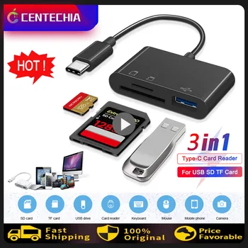 Portatīvo 3in1 Tipa C Mikro Adapteris TF CF, SD Atmiņas Karšu Lasītāju, USB-C Macbook Huawei, Samsung Xiaomi OTG Rakstnieks Compact Flash