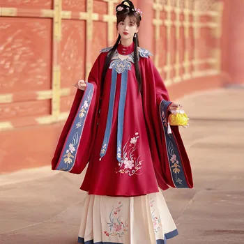 Princese Ķīnas Hanfu Sieviešu Izšuvumi Seno Tērpu Zirgu Sejas Poniju Kroku Svārki Ming Dynasty Cosplay