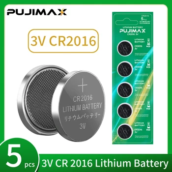 PUJIMAX 5GAB 3 V CR2016 Litija Pogas Bateriju DL2016 BR2016 LM2016 KCR2016 Monēta Šūnu Skatīties Baterijas Rotaļlietas Pulksteņa Aprēķinātu
