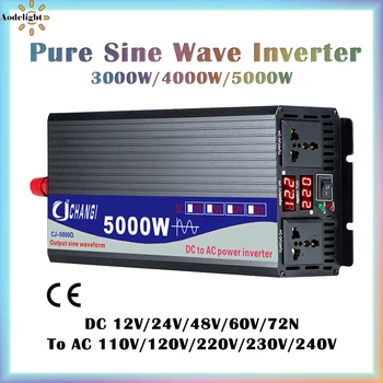 Pure Sine Wave Inverter DC 12V 24V 48V 60V 72V, lai AC 110V, 220V 3000W 4000W 5000W Jauda Saules Auto Invertori Doule Ciparu Displejs