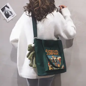 Pāris Messenger Bag Somas Vienkāršs, Universāls, Liela Jauda, Plecu Sieviešu Audekla Kvadrātu Crossbody Soma Dāmas Bookbags Eco Bag