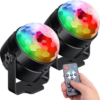 RC Skaņas Aktivizēta, Rotējošas Disko Bumbu DJ Puse Gaismas 6W LED RGB Posmā Lāzera Projektoru Lampas Ziemassvētku Kāzu svinības Gaismas