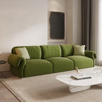 Retro High-end Gaismas Luksusa, Tumši Zaļš Taisni uz Dīvāna Dzīvojamā Istabā Samta Auduma Dīvāns Vienkārši Muebles Hogar Modernas Mēbeles WXHYH