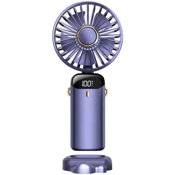 Rokas Ventilators Personas Ventilators 5000Mah Uzlādējams,5 Ātrumi Ar LED Displeju,90° Regulējams