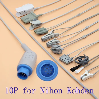 Saderīgs Nihon Kohden BSM1101/2101/3101/7100/7200/8200 10pin Spo2 sensoru kabeļu pieaugušo/bērnu/bērnam/Jaundzimušajiem/veterinārie.