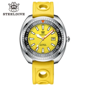 SD1983 STEELDIVE 49MM Yellow Dial Vīriešu Niršanas Pulkstenis Nerūsējošā Tērauda Automātiskā Skatīties 1000M Ūdensizturīgs Mehāniskās Skatīties