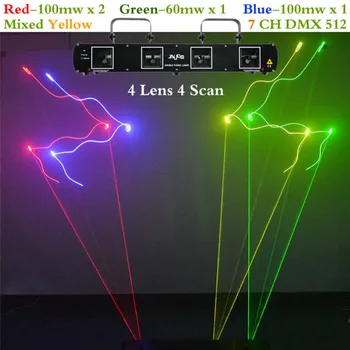 SHINP 4 Objektīvs 7CH DMX RGBY Lāzera Animācija Skeneris Staru Skatuves Apgaismojums Projektors DJ Diskotēka Puses Parādīt Pro LED Deju Gaismas DL55C+