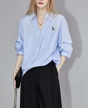 Sieviešu apģērbi HAZZYS Balta Golfa garām Piedurknēm Dizaina Maņu Krekls Sieviešu Vasaras Jauna, brīva un Slim Plānām Gaismas Luxury Premium Top