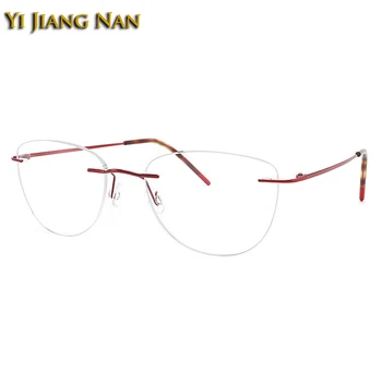 Sieviešu Cat Eye Tīra Titāna Briļļu Elegants Kvalitātes Ultra Light Optisko Recepšu Brilles Rāmis Vīriešu Brilles Brilles