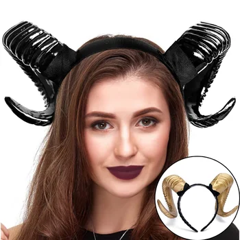 Sieviešu Gothic Velns, Dēmons Ragu Cepures Headpiece Cosplay Meitenes Dzīvnieku Melnās Avis Ragi Galvu Halloween Puse Tērpu Aksesuārus