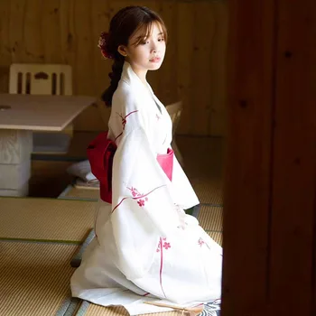 Sieviešu Kimono Drēbes Tradicionālo Japānas Stila Yukata Vasaras Kleitu, kas Veic Valkāt Cosplay Apģērbu Komplekts 5gab