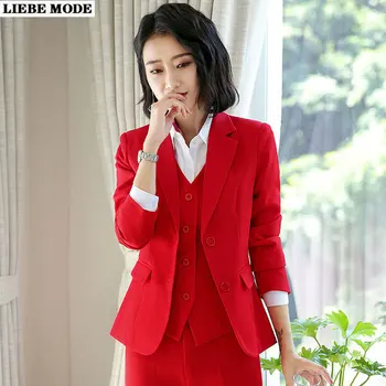 Sieviešu Sarkana, Violeta Melna Zila Formāls Tērps Sievietēm Darba Valkāt Svārkus vai Bikses, Kostīmi, korejas Modes Birojs 2 Gabals Komplekti Tērpiem