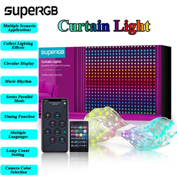 Smart LED Loga Karājas Aizkaru Gaismas 300/200 LED Aizkaru String Gaismas App Kontroles RGB Krāsu Lndoor Un Āra Rotājumiem