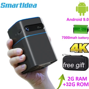 Smartldea Android 9.0 Rokas 3D 4K Projektoru Baterija 7000mah Smart Portatīvo Proyector Projektoru Atbalsta 2.4 G 5G WiFi