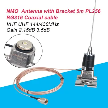 SOCOTRAN NMO-N1 Dual Band VHF/UHF 2.15 db 3.5 dB NMO Mobilo Anenna ar Balsteni 5m Koaksiālais kabelis PL259 RG316 Mobilo Automašīnas Radio