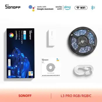 SONOFF L3 RGB RGBIC Smart LED Sloksnes Gaismas 5M/16,4 Pēdas WiFi Aptumšojami Cuttable Sloksnes Lampa Strādā Ar Mūziku, Alexa, Google Smartthings