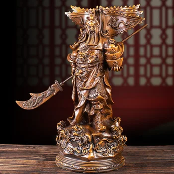 Statuja no Dieva Bagātības, Guan Gong Kowloon，Sveķi koka Imitācijas graudu Kara Dievs Guan Yu Mājas istabā, bēniņi biroja laimīgs statuja